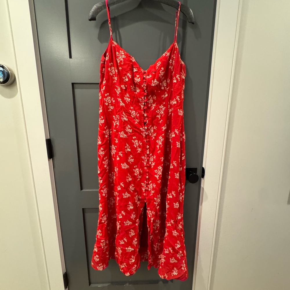 Reformation Red Floral Midi Dress